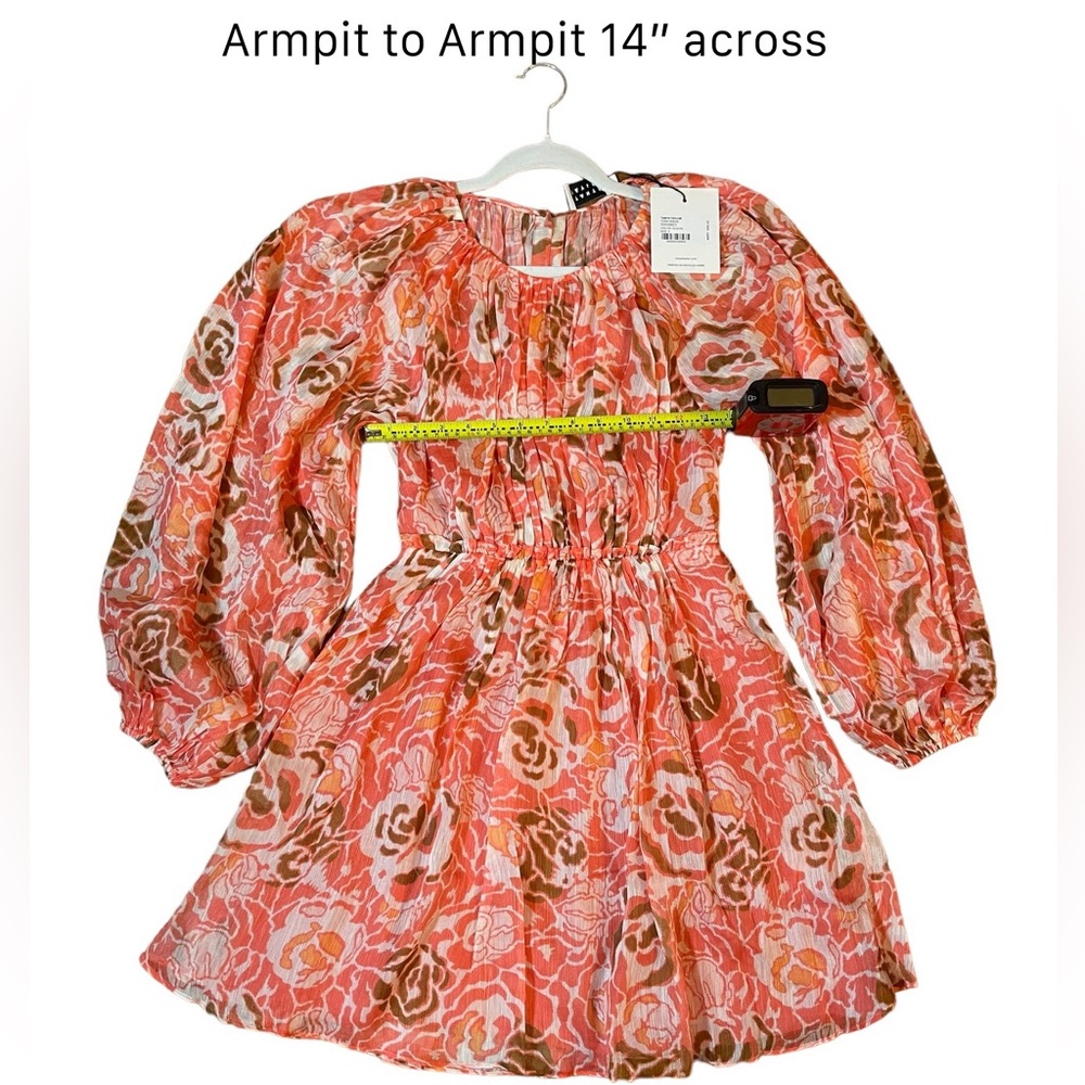 NWT Tanya Taylor’s Balloon Sleeve York Minidress. Color Guavm Multi. Size 0 - Picture 9 of 16